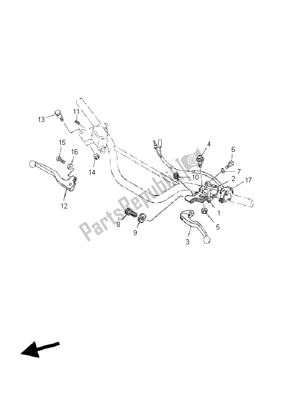 All parts for the Handle Switch & Lever of the Yamaha TT R 125 SW LW 2008