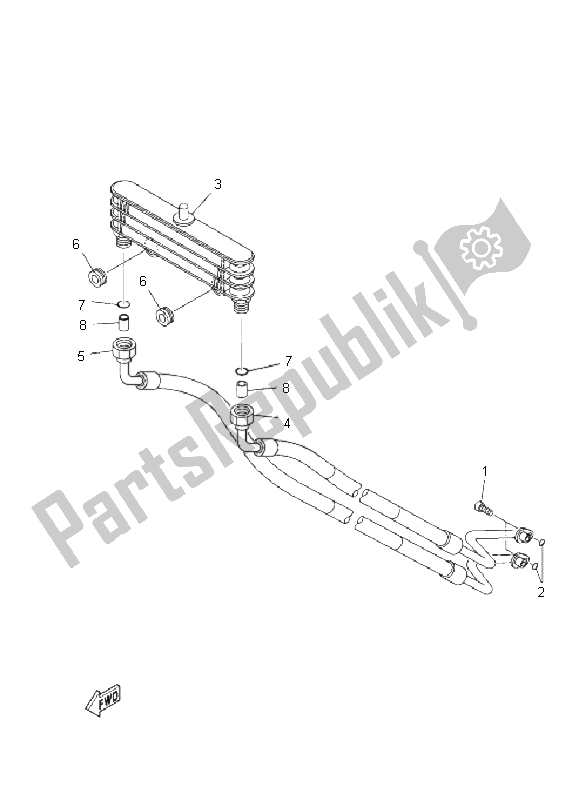 All parts for the Oil Cooler of the Yamaha YFM 250R 2011