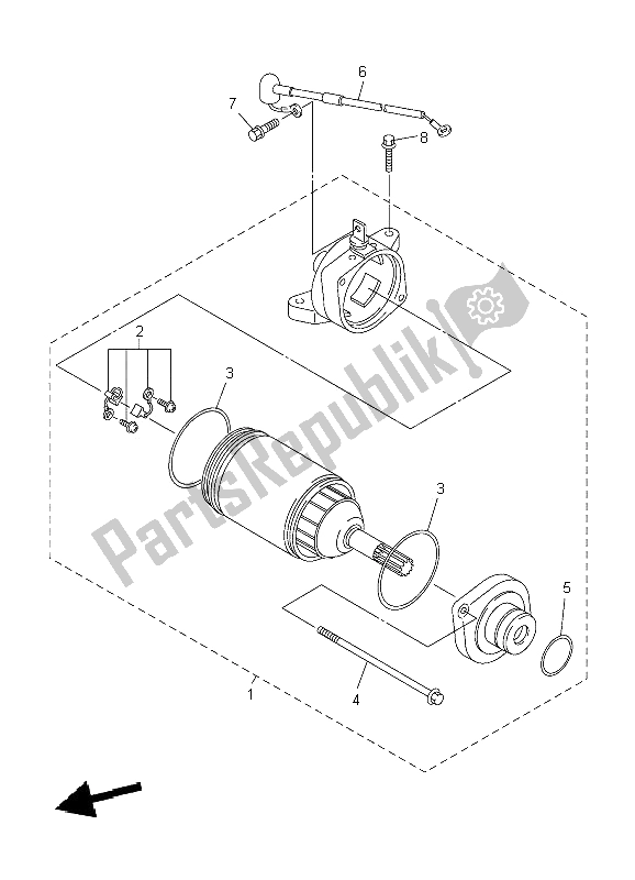 All parts for the Starting Motor of the Yamaha WR 450F 2009