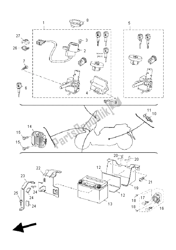 All parts for the Electrical 1 of the Yamaha YP 250 RA X MAX 2011