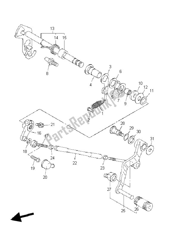 Alle onderdelen voor de Schakelas van de Yamaha FJR 1300A 2009
