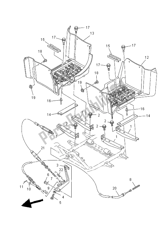 All parts for the Stand & Footrest of the Yamaha YFM 450F Grizzly IRS 4X4 2012