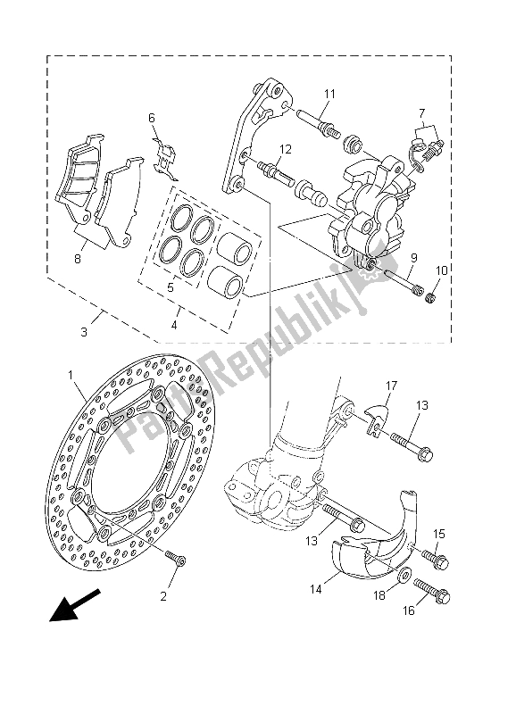 Toutes les pièces pour le étrier De Frein Avant du Yamaha YZ 250 2003