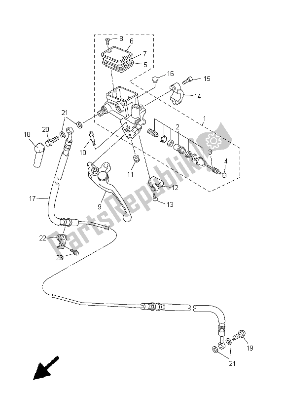 Todas as partes de Cilindro Mestre Dianteiro 2 do Yamaha FJR 1300A 2011