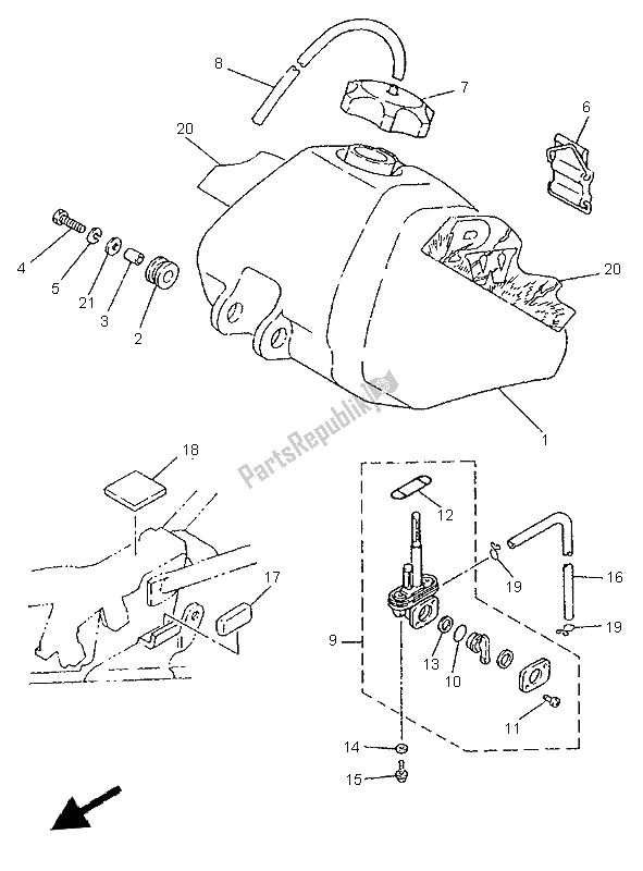 Alle onderdelen voor de Benzinetank van de Yamaha PW 80 1996