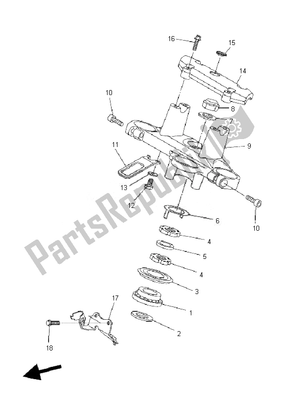 Alle onderdelen voor de Sturen van de Yamaha FZ6 SHG Fazer 600 2007