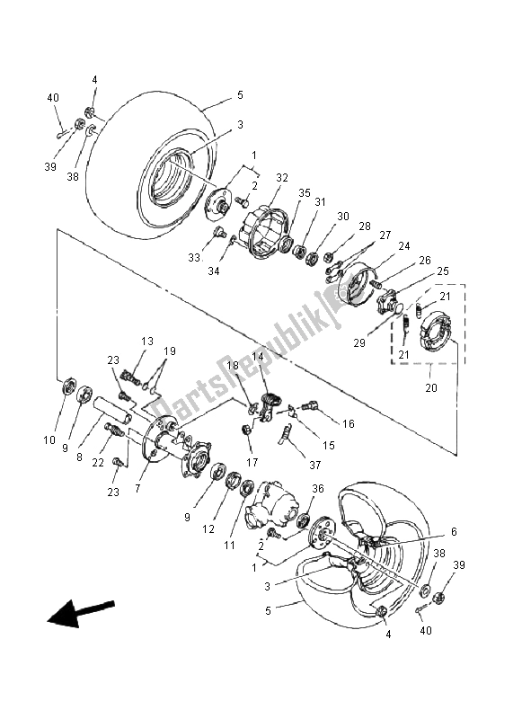 All parts for the Rear Wheel of the Yamaha YFM 80R 2006