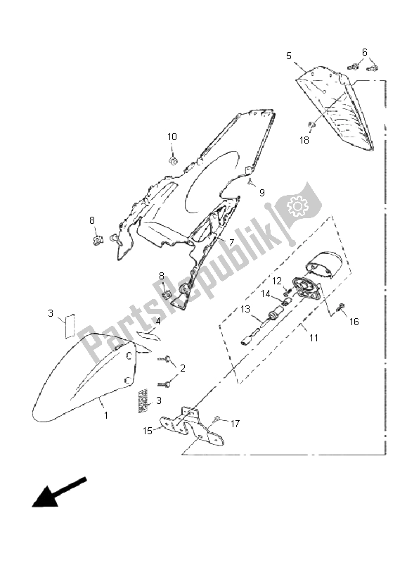 All parts for the Fender of the Yamaha C 50R AC JOG 2011