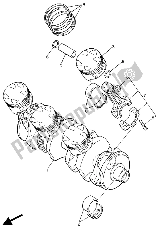 Toutes les pièces pour le Vilebrequin Et Piston du Yamaha FZX 750 1988