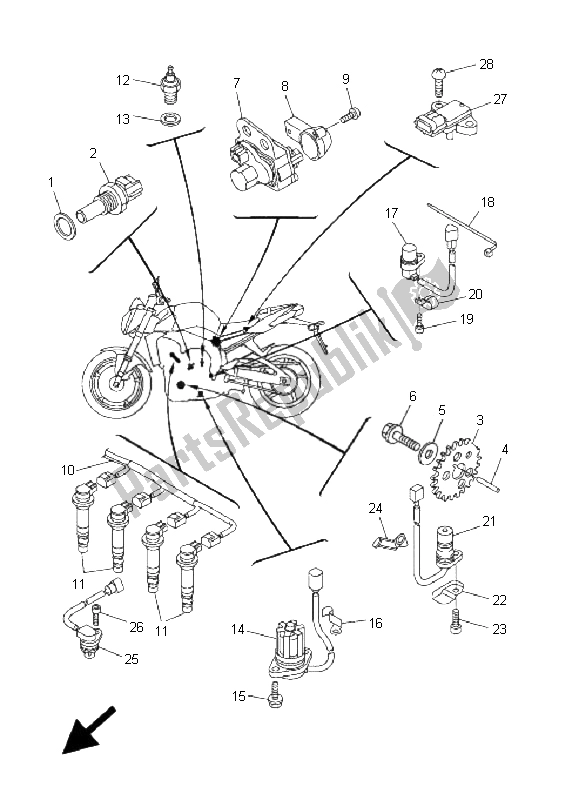 Tutte le parti per il Elettrico 1 del Yamaha FZ1 N Fazer 1000 2008