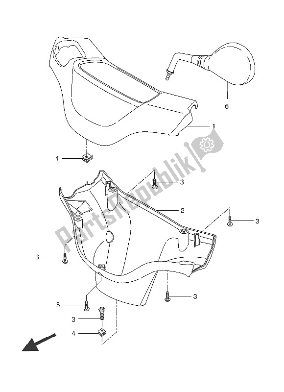 All parts for the Cowling 1 of the Yamaha CW 50 2016