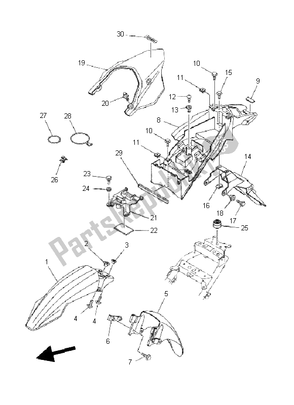 All parts for the Fender of the Yamaha XT 660R 2011