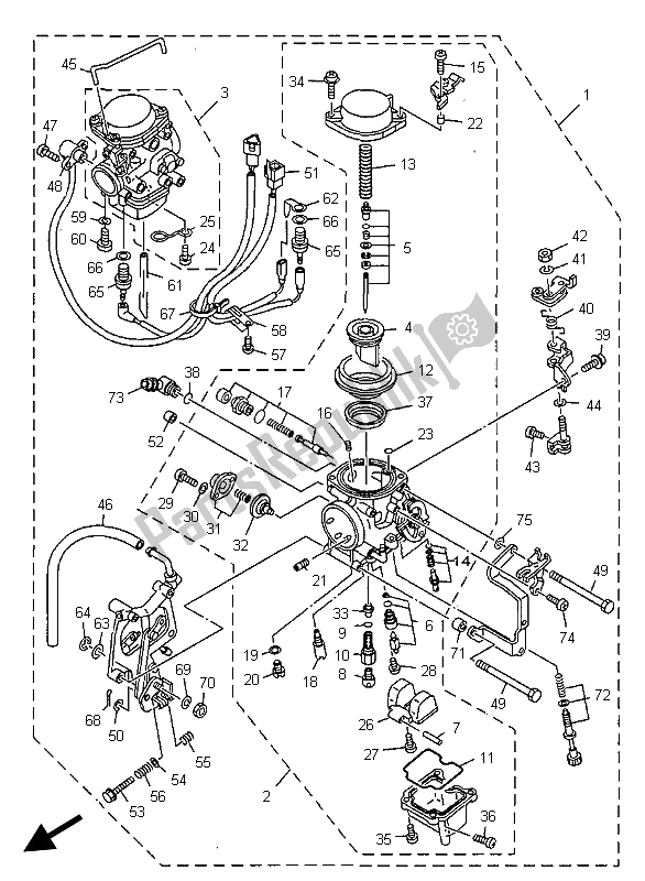 Tutte le parti per il Carburatore del Yamaha XVS 1100 Dragstar 1999