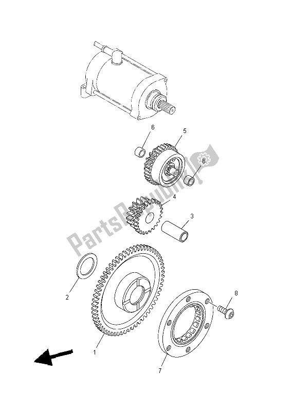 Alle onderdelen voor de Starterkoppeling van de Yamaha YFM 700 Fwad Dpbse Grizzly 4X4 2014