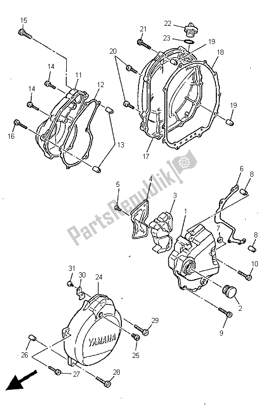 All parts for the Crankcase Cover 1 of the Yamaha FZS 600 1999