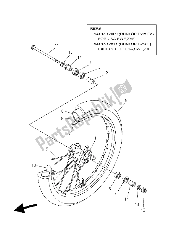 Wszystkie części do Przednie Ko? O Yamaha YZ 85 SW LW 2004