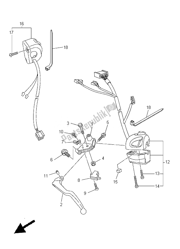 All parts for the Handle Switch & Lever of the Yamaha FZ8 S 800 2014