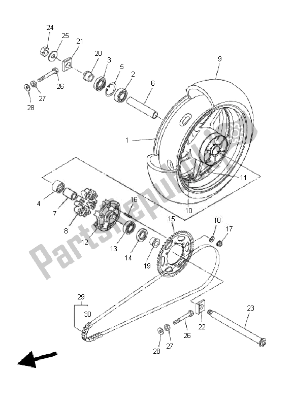 All parts for the Rear Wheel of the Yamaha FZ1 S Fazer 1000 2010