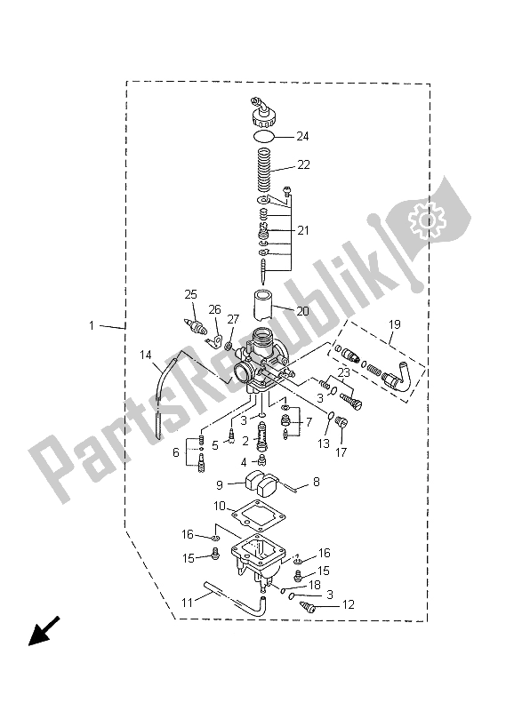 Todas as partes de Carburador do Yamaha TW 125 2001