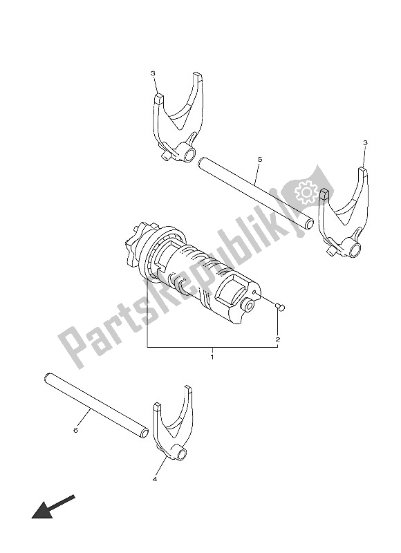 All parts for the Shift Cam & Fork of the Yamaha XVS 950 CR 60 TH Anniversy 2016