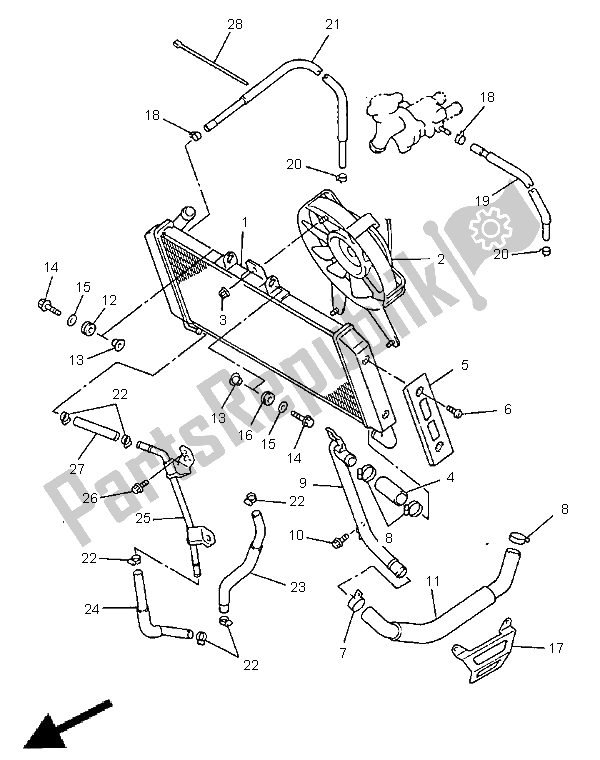 Alle onderdelen voor de Radiator Slang van de Yamaha FZS 600 1998