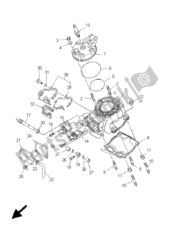 Todas las partes para Cabeza De Cilindro de Yamaha YZ 125 2001