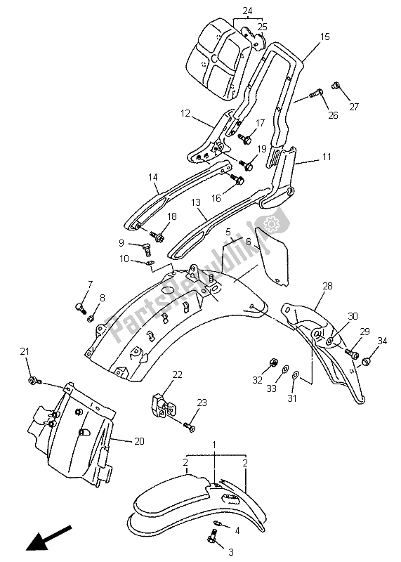 Toutes les pièces pour le Aile du Yamaha XV 1100 Virago 1996