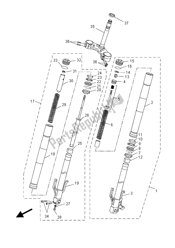 All parts for the Front Fork of the Yamaha YZF R 125 2015