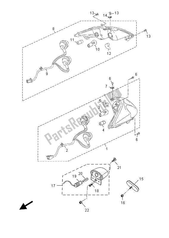 Alle onderdelen voor de Achterlicht van de Yamaha YP 250 RA 2013