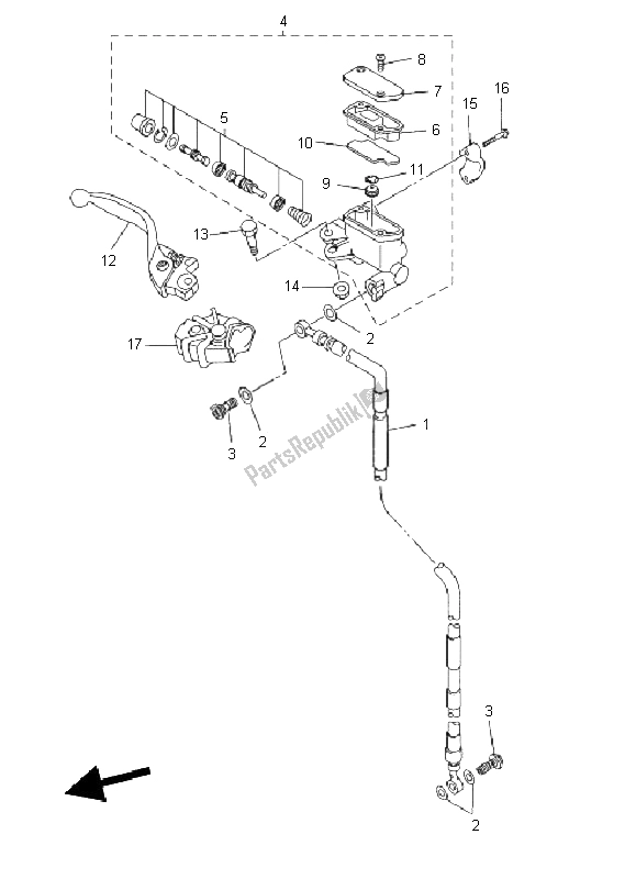 Wszystkie części do Przedni Cylinder G?ówny Yamaha YZ 250F 2011