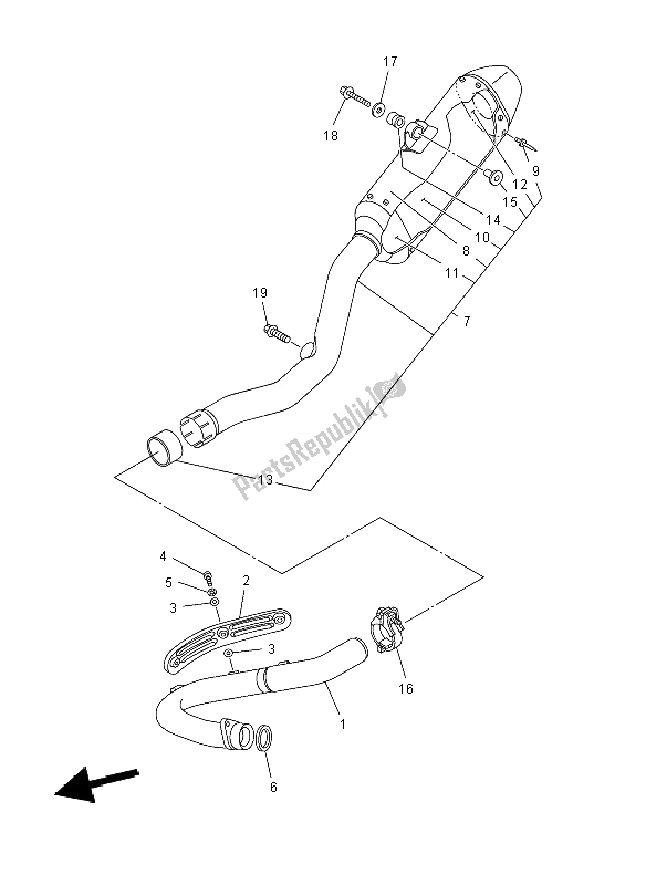 All parts for the Exhaust of the Yamaha YZ 250F 2008