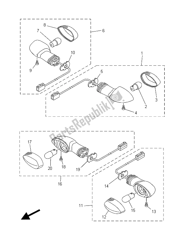 All parts for the Flasher Light of the Yamaha MT 09A 900 2015