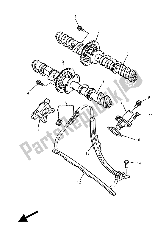 Toutes les pièces pour le Arbre à Cames Et Chaîne du Yamaha FZR 1000 1995