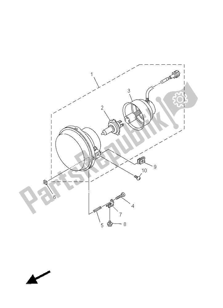 All parts for the Headlight of the Yamaha YFM 550 Fwad Grizzly 2015