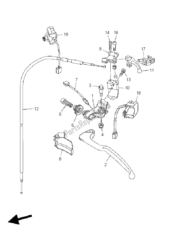 All parts for the Handle Switch & Lever of the Yamaha WR 450F 2010