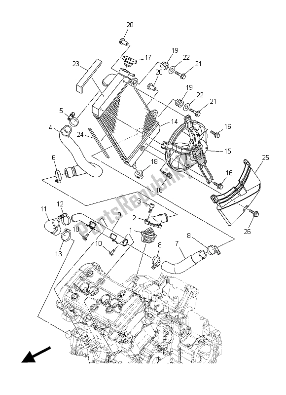 All parts for the Radiator & Hose of the Yamaha XT 1200 ZE 2015