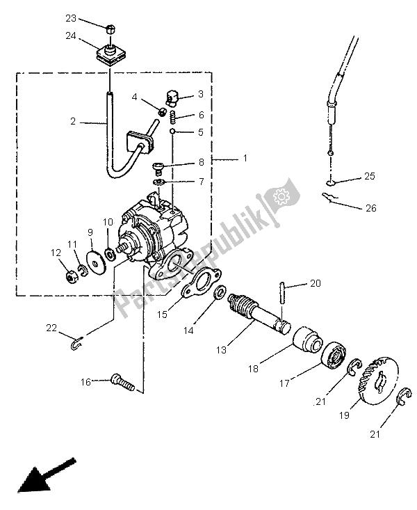 Alle onderdelen voor de Oliepomp van de Yamaha TDR 125 1996