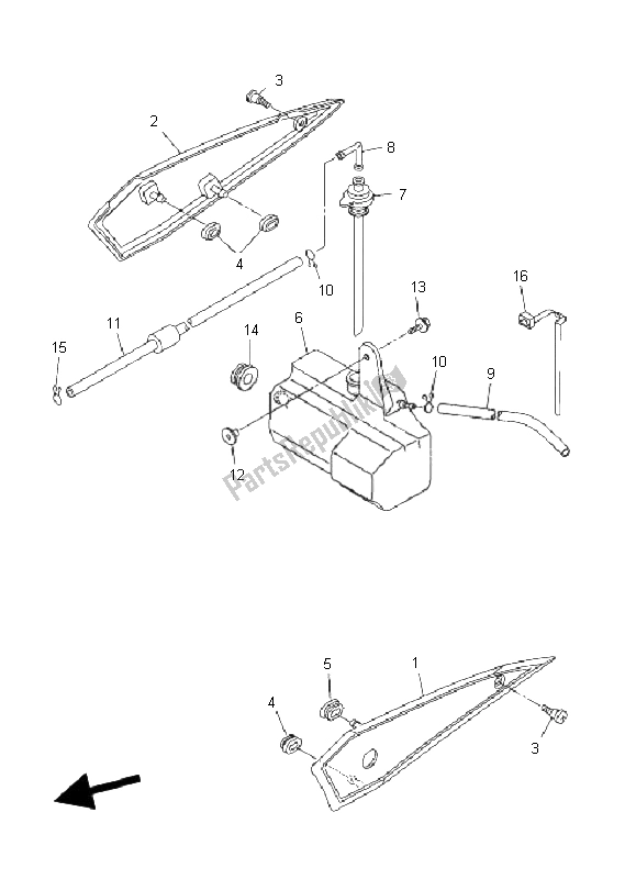 All parts for the Side Cover of the Yamaha FZ1 N Fazer 1000 2009