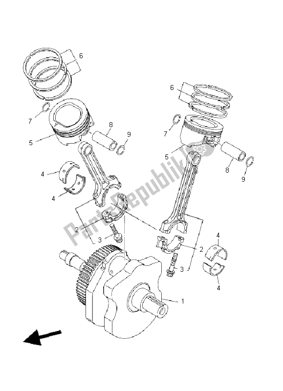 Toutes les pièces pour le Vilebrequin Et Piston du Yamaha MT 01 5 YU3 1670 2006