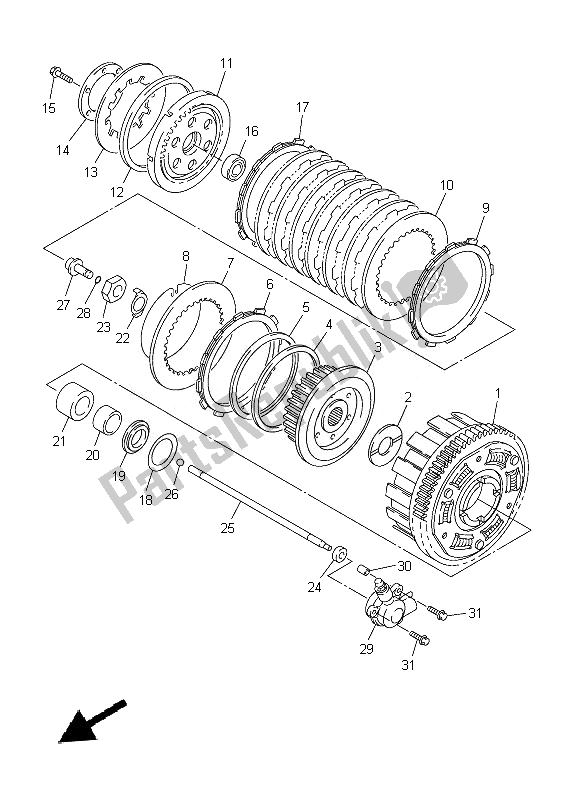 All parts for the Clutch of the Yamaha FJR 1300A 2014