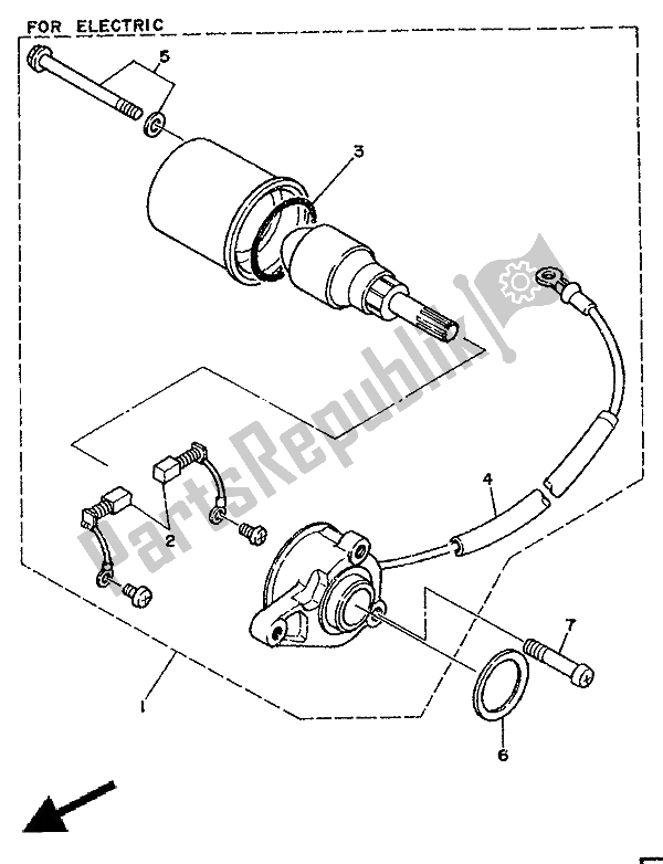 All parts for the Starting Motor of the Yamaha DT 125E 1991