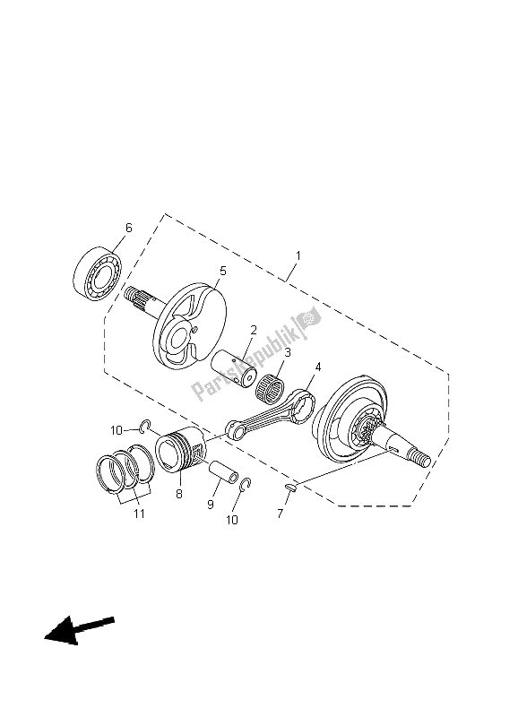 Toutes les pièces pour le Vilebrequin Et Piston du Yamaha TT R 50E 2009