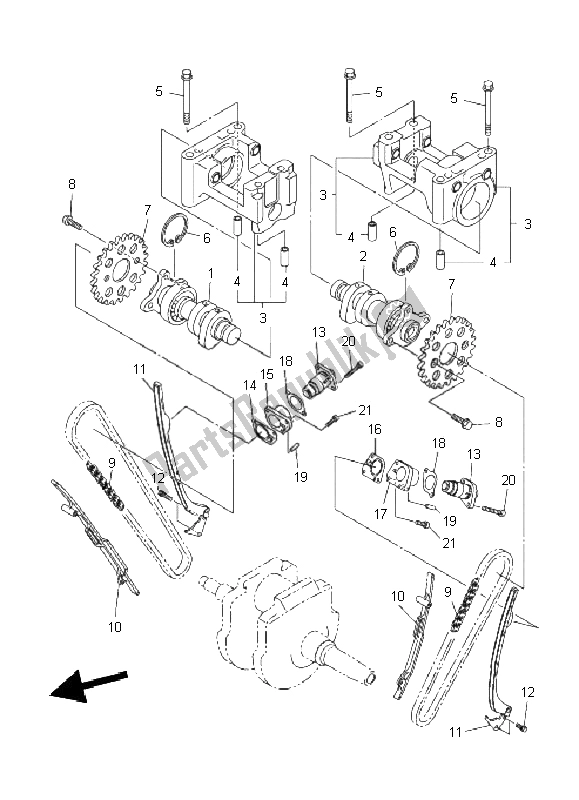 All parts for the Camshaft & Chain of the Yamaha XVS 1300A 2011