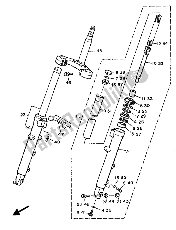 Wszystkie części do Przedni Widelec Yamaha XJ 900F 1987