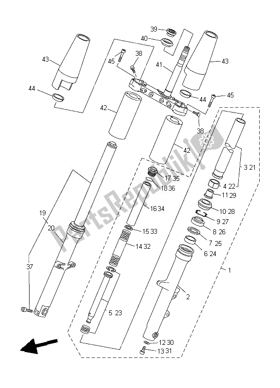 All parts for the Front Fork of the Yamaha XVS 950A 2010