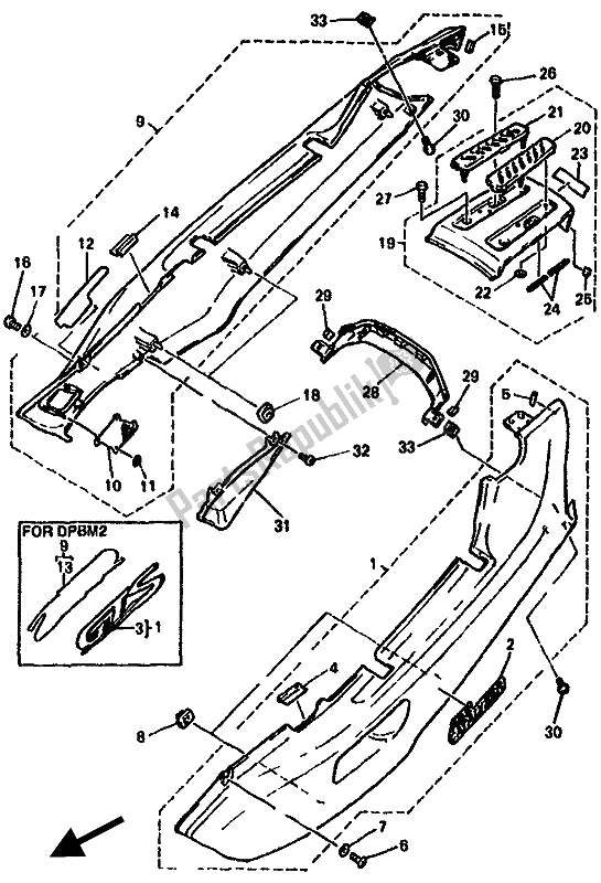 Tutte le parti per il Coperchio Laterale del Yamaha GTS 1000A 1994