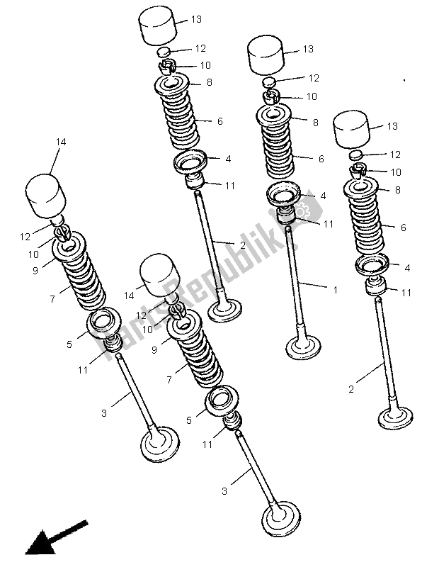 Wszystkie części do Zawór Yamaha YZF 1000R Thunderrace 1998