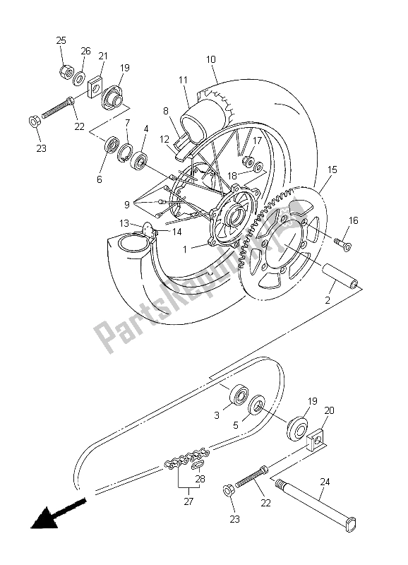 Todas las partes para Rueda Trasera de Yamaha WR 250F 2012