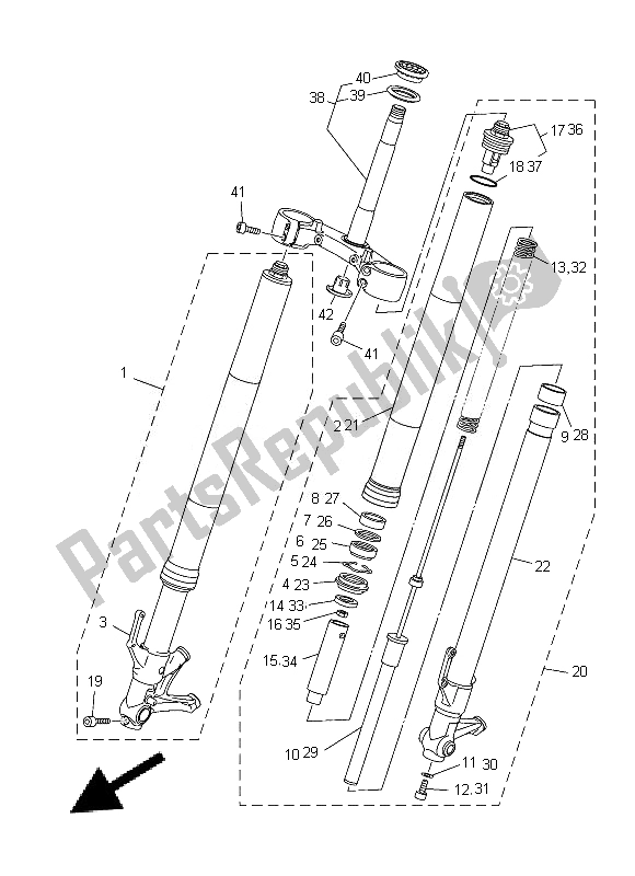 All parts for the Front Fork of the Yamaha MT 09A 900 2014