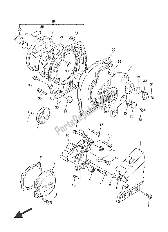 All parts for the Crankcase Cover 1 of the Yamaha XJR 1300C 2016